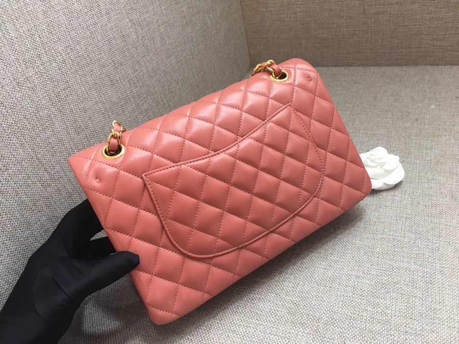 Medium Classic Flap Lambskin Bag AO1112 Cream Pink/Gold